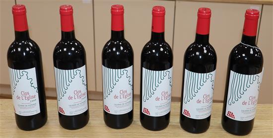 Six bottles of Clos de LEglise-Lalande-de-Pomerol 1998 6 bottles